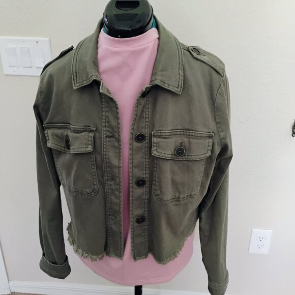 Design Wonderly Woman's Green Denim Jacket Large Junior Unique design of back - Picture 11 of 12